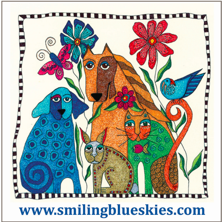 Smiling Blue Skies illustrated logo created by Suzi Beber.